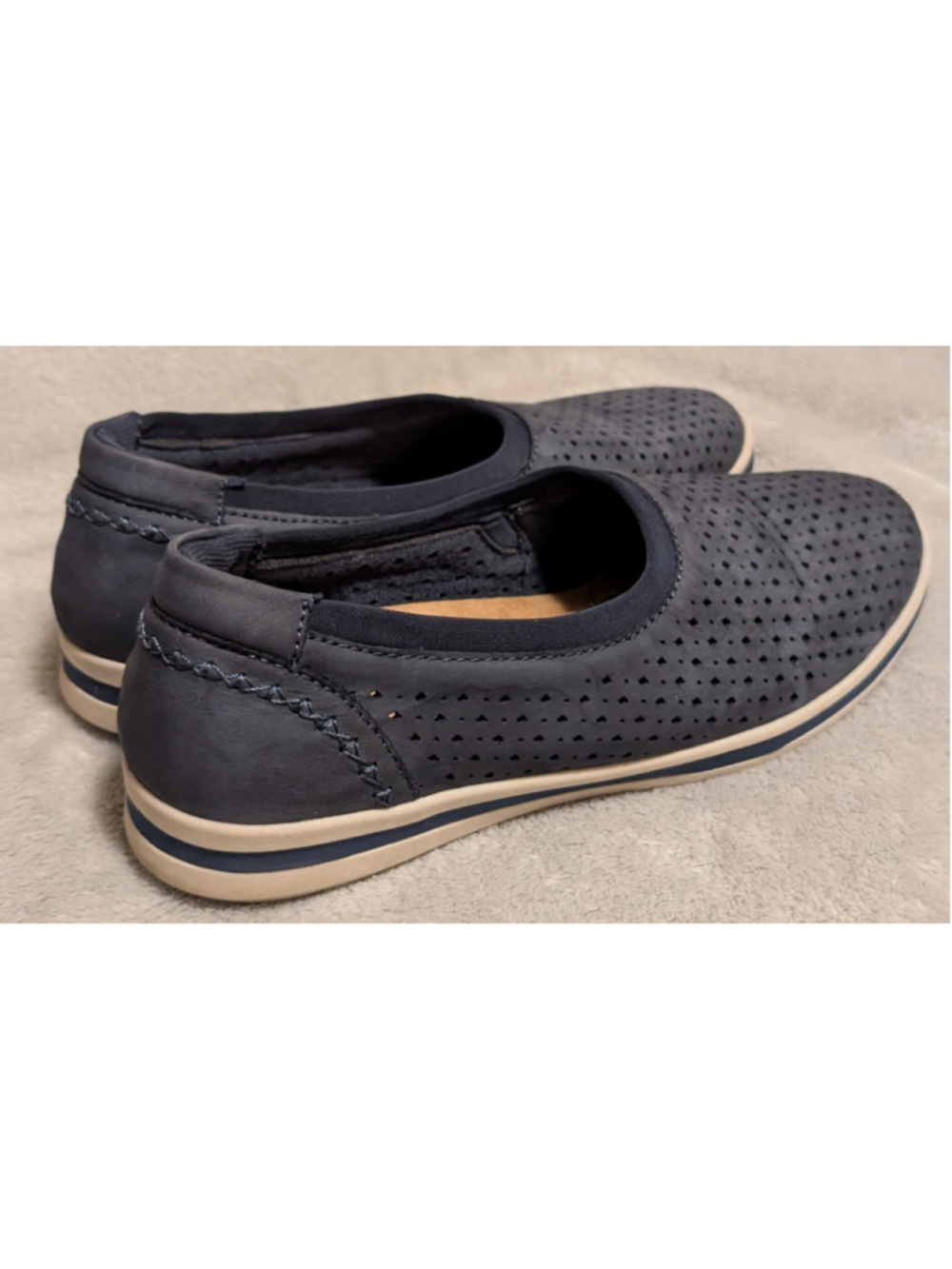 Earth Origins Women's Perforated Slip-On Flats, Blue and Beige US Size 8 CC08 - Picture 5 of 8